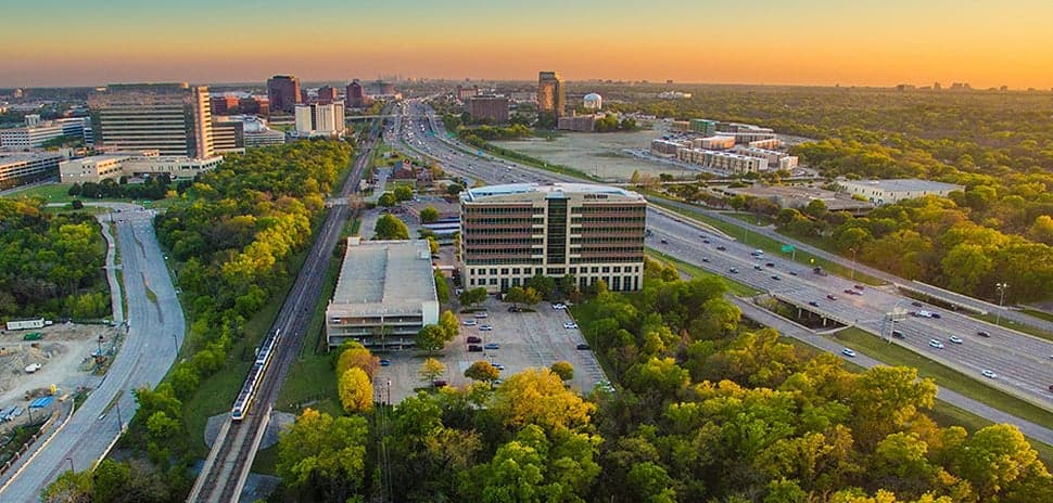 Richardson, Texas neighborhood at golden hour